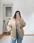 The Beige Leather Bomber Jacket (L)