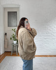 The Beige Leather Bomber Jacket (L)