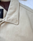 The Beige Leather Bomber Jacket (L)