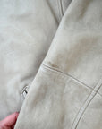 The Beige Leather Bomber Jacket (L)