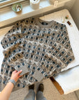 The Neutral & Blue Geometric Sweater (L)