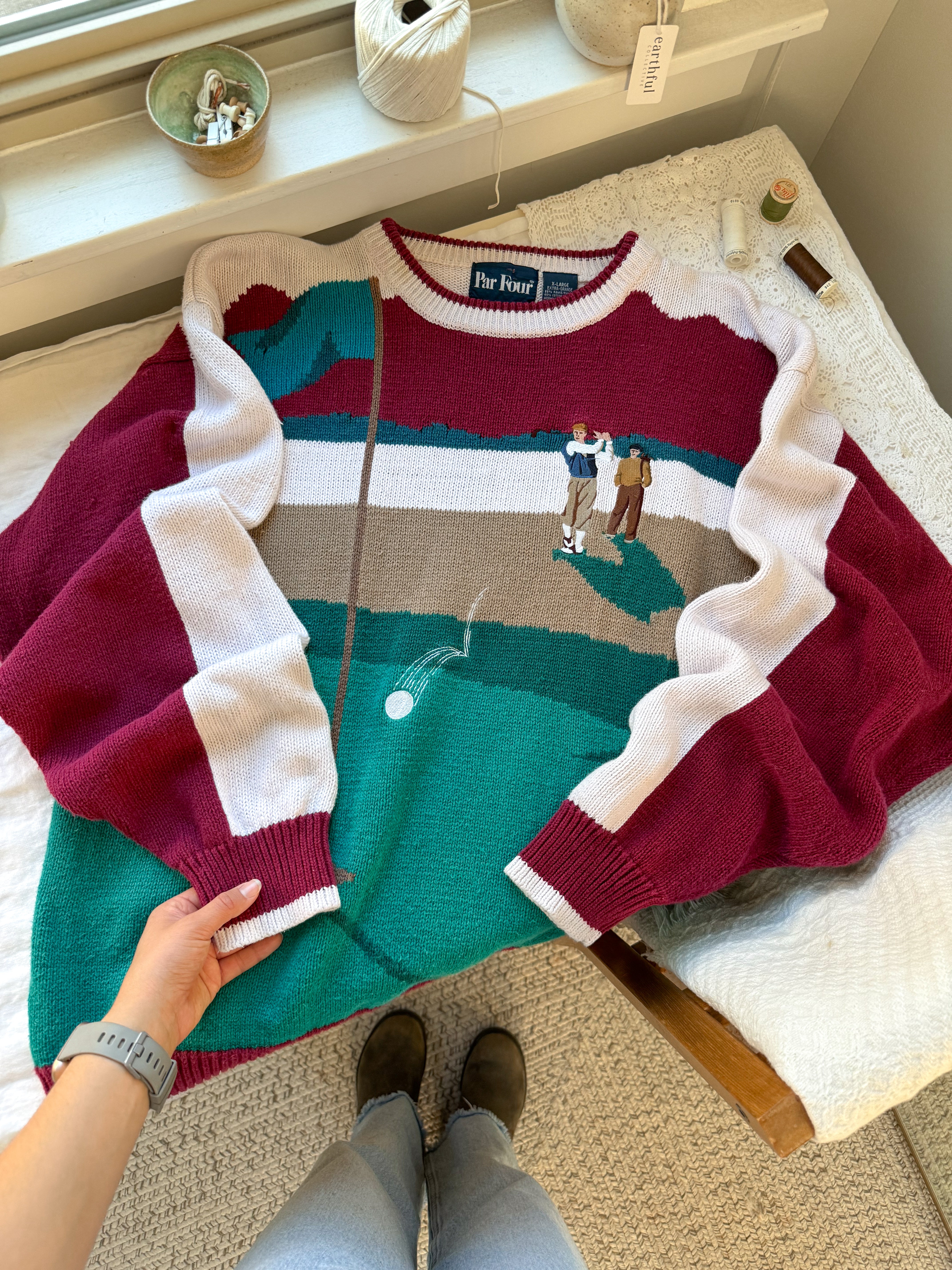 The Maroon &amp; Teal Golf Sweater (XL)