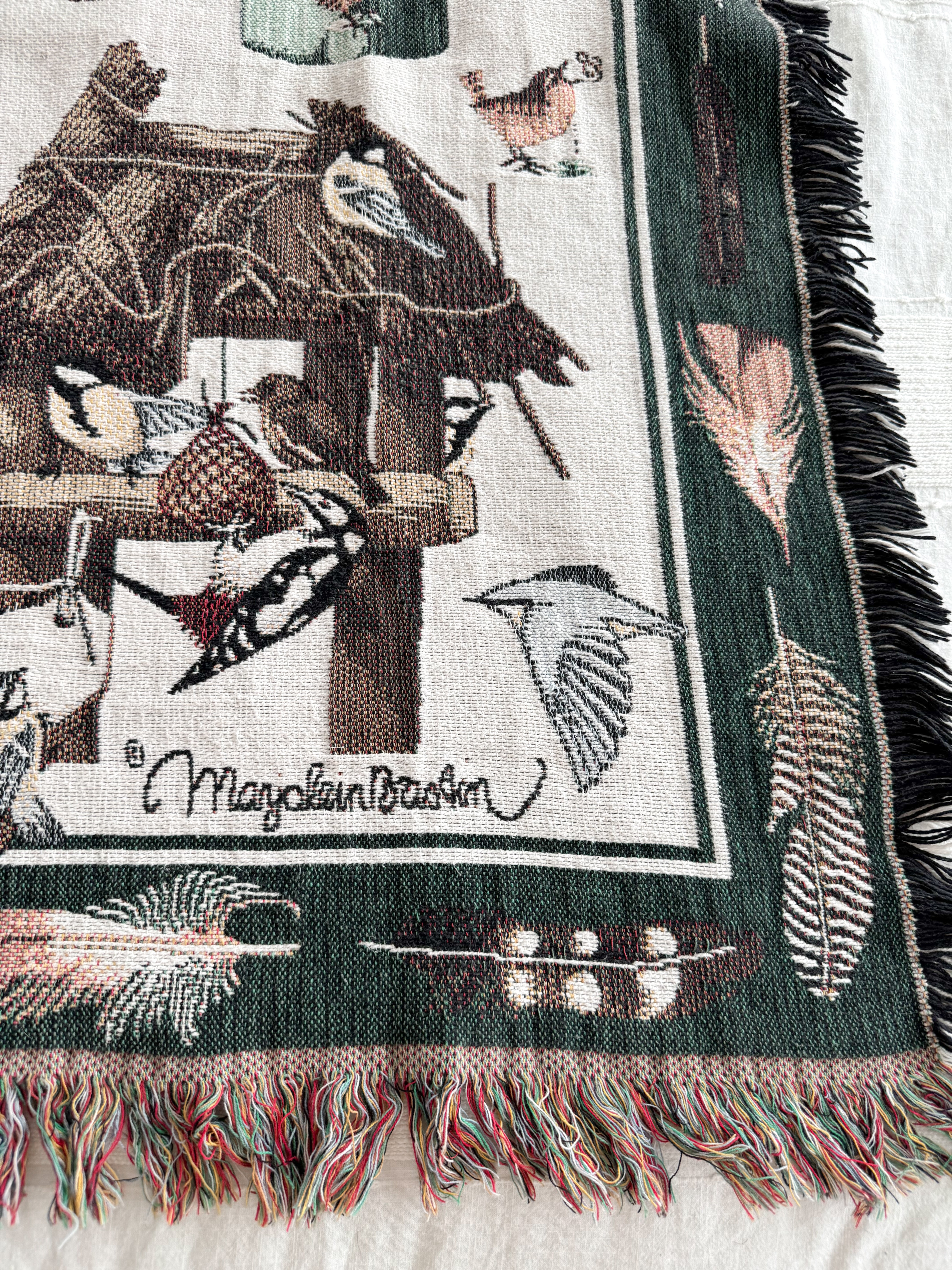 The Woodland Birdhouse Tapestry Blanket