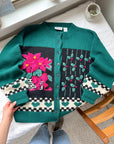 The Teal Poinsettia Cardigan (M)