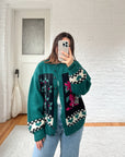 The Teal Poinsettia Cardigan (M)