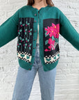 The Teal Poinsettia Cardigan (M)