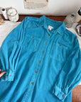The Bright Blue Corduroy Button Up (L)