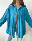 The Bright Blue Corduroy Button Up (L)