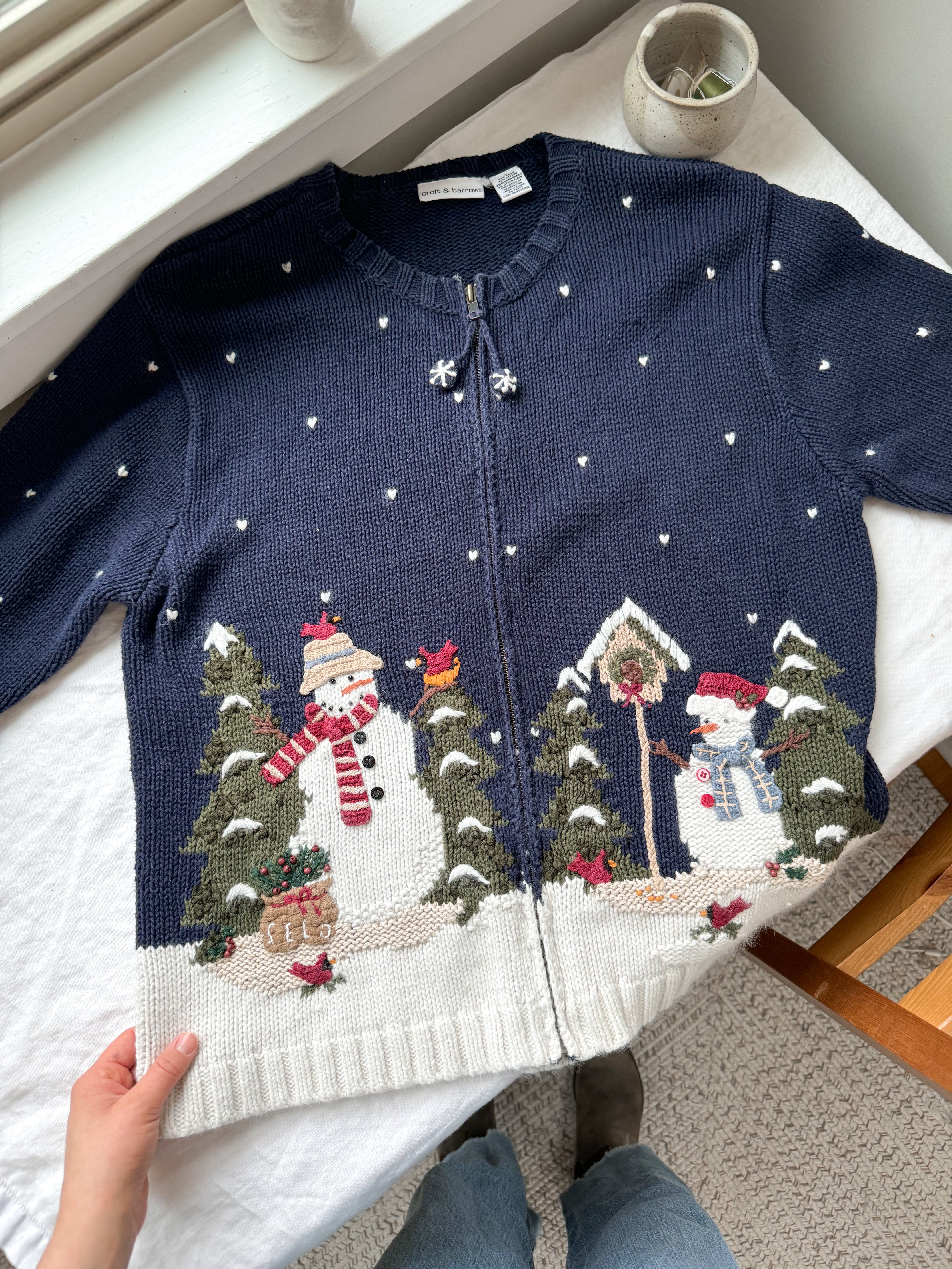 The Snowman Zipper Cardi (L)