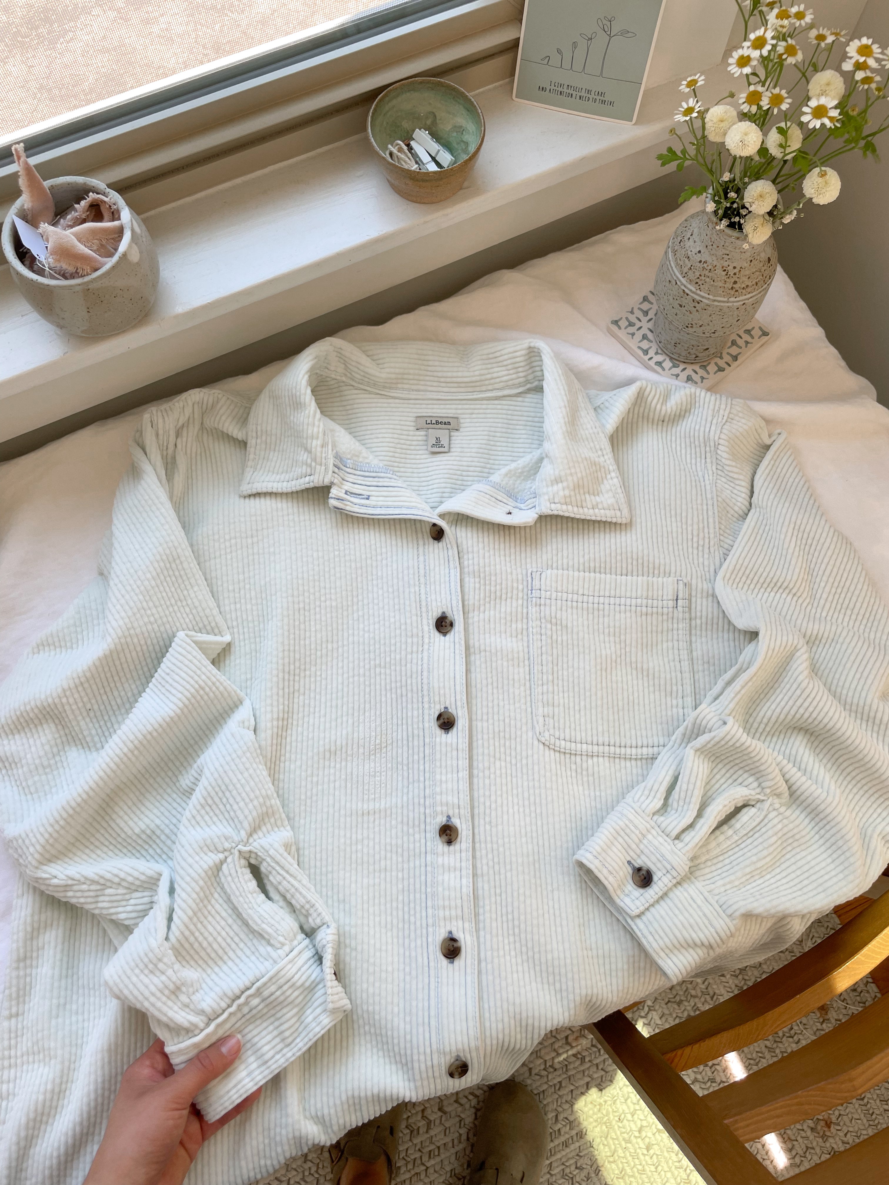 The Blueish White Corduroy Button Up (XL)