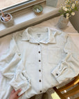 The Blueish White Corduroy Button Up (XL)