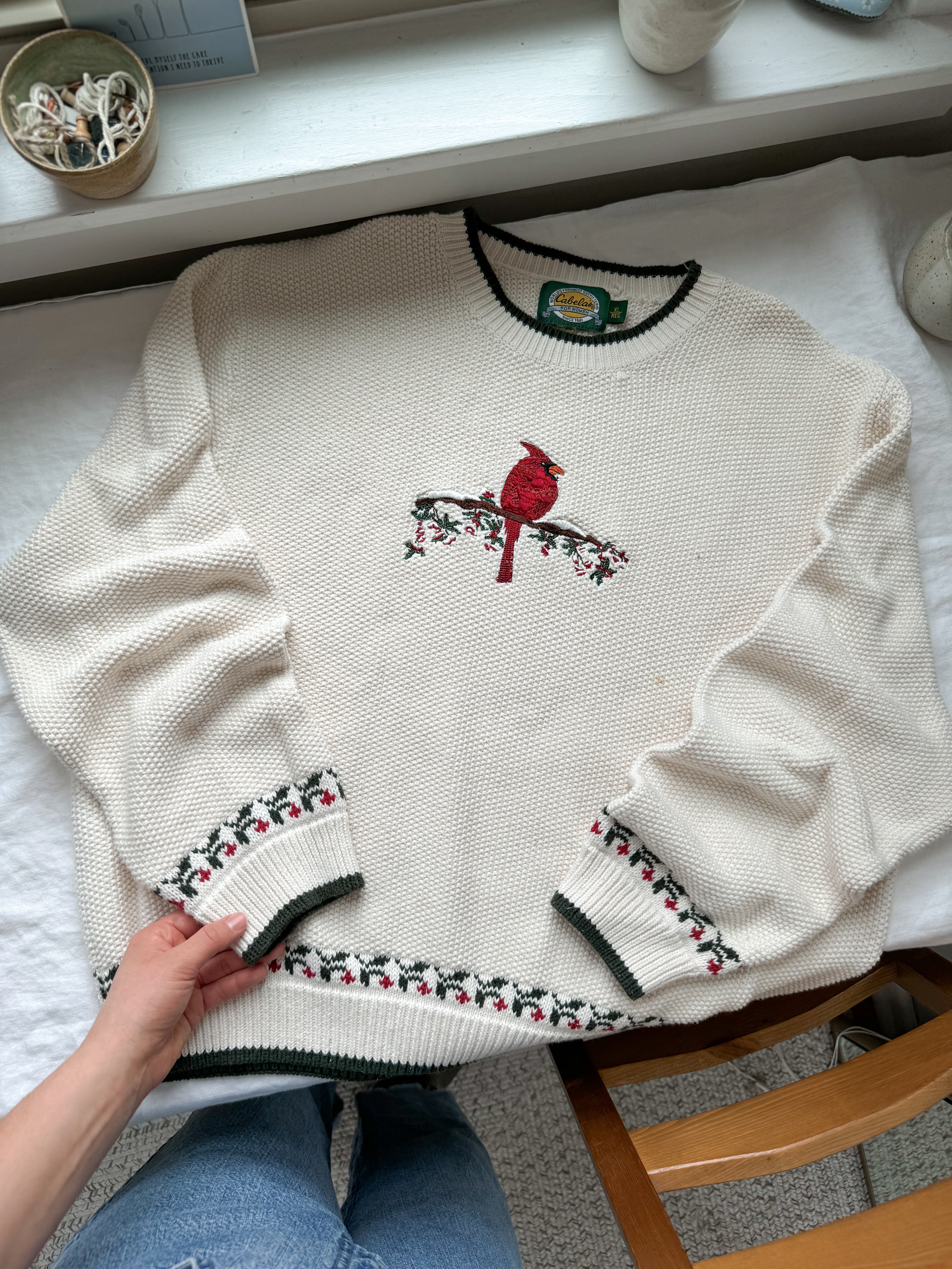 The Holly Cardinal Sweater (XL)