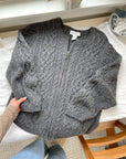 The Charcoal Speckled Zip Up Cardi (M)