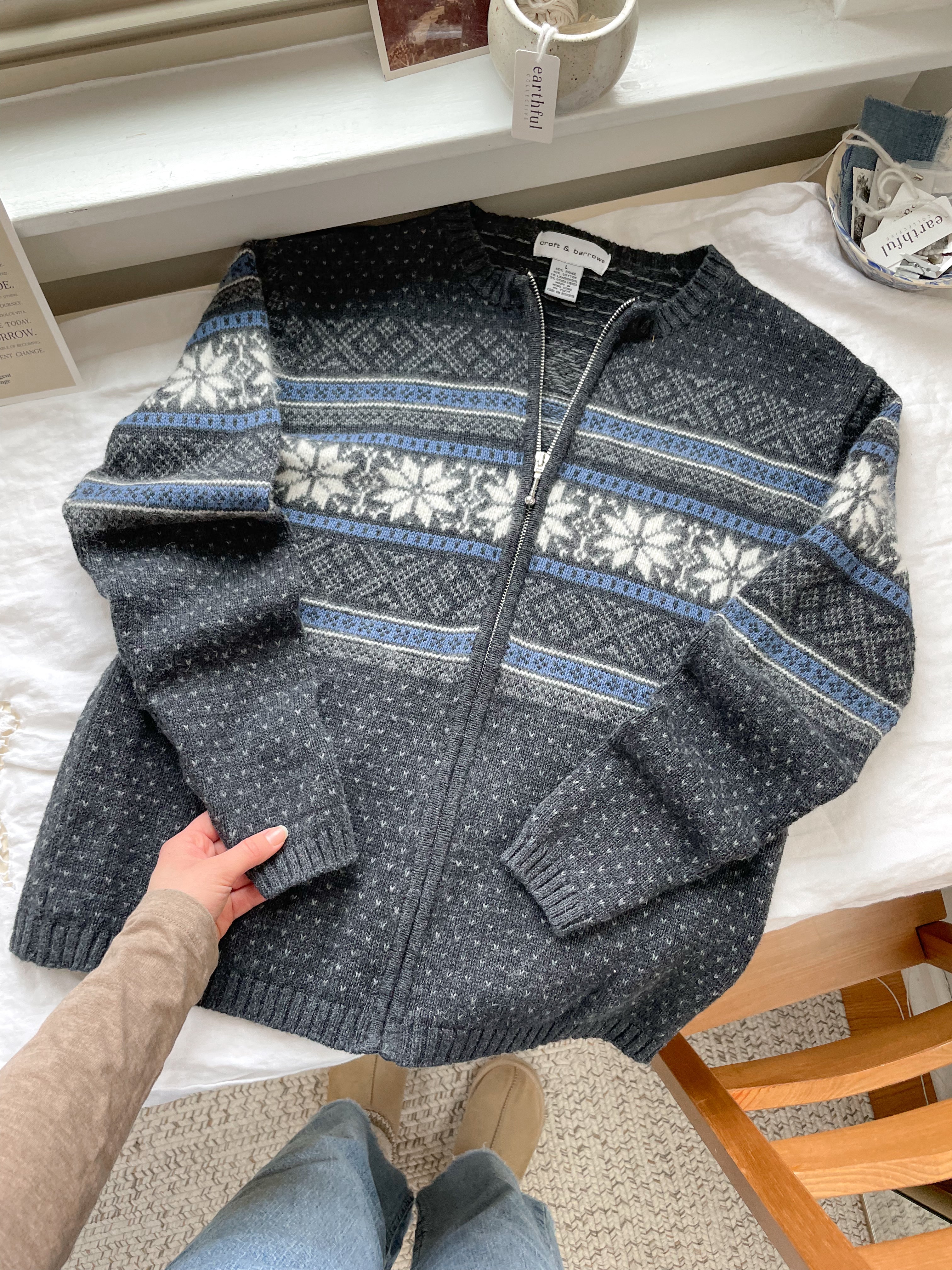 The Chill Fair Isle Zip Up Cardi (M)