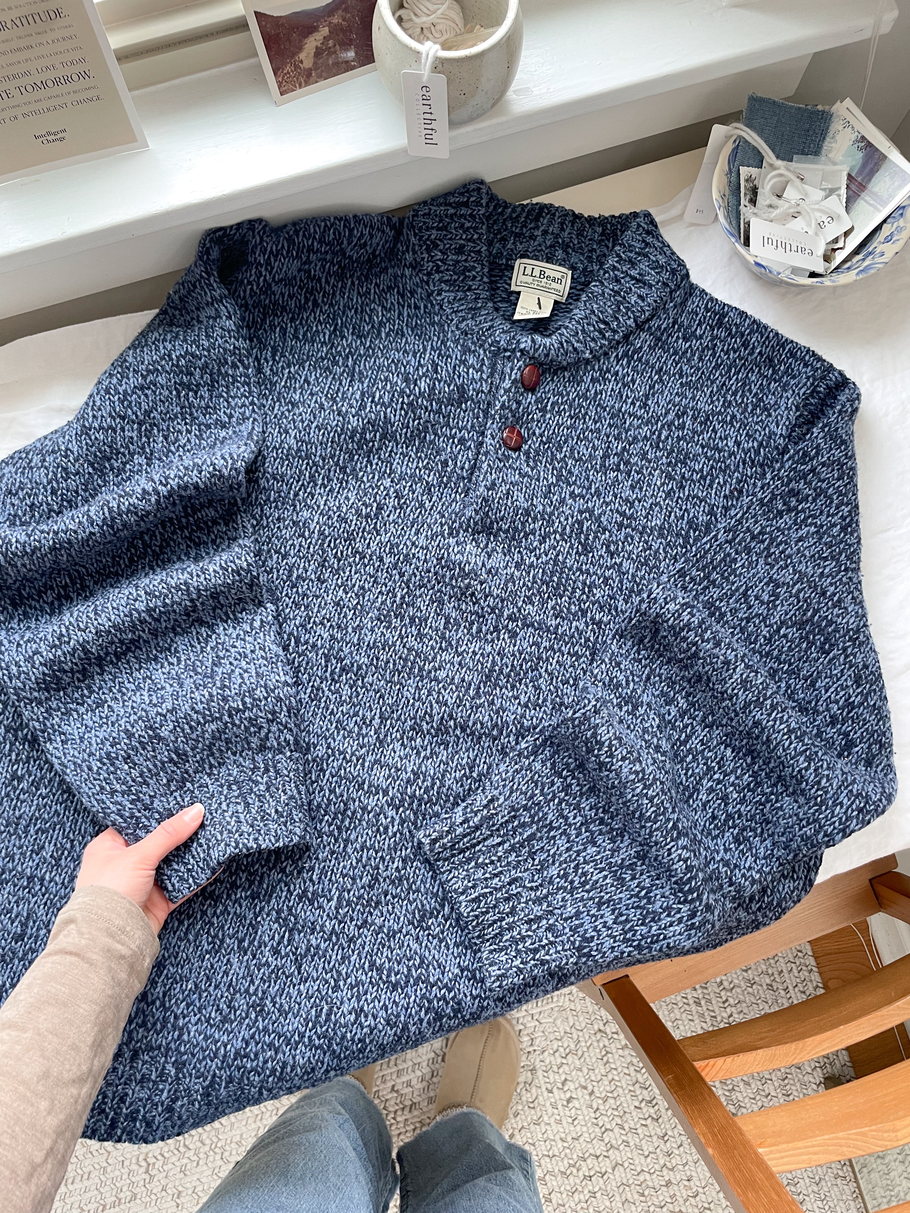 The Cozy Blue Speckle Henley (XL)