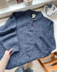 The Cozy Blue Speckle Henley (XL)