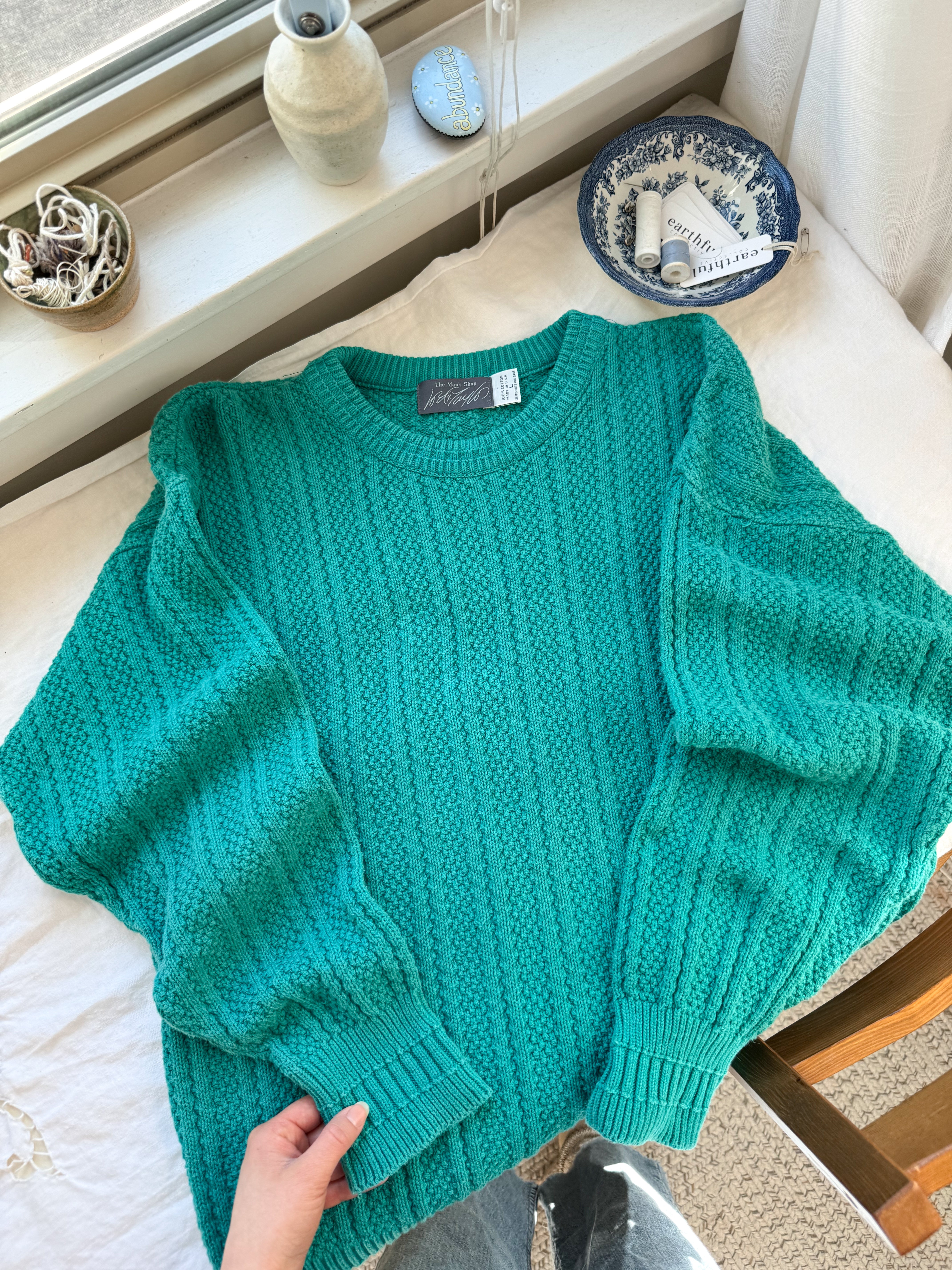 The Turquoise Textured Sweater (L)