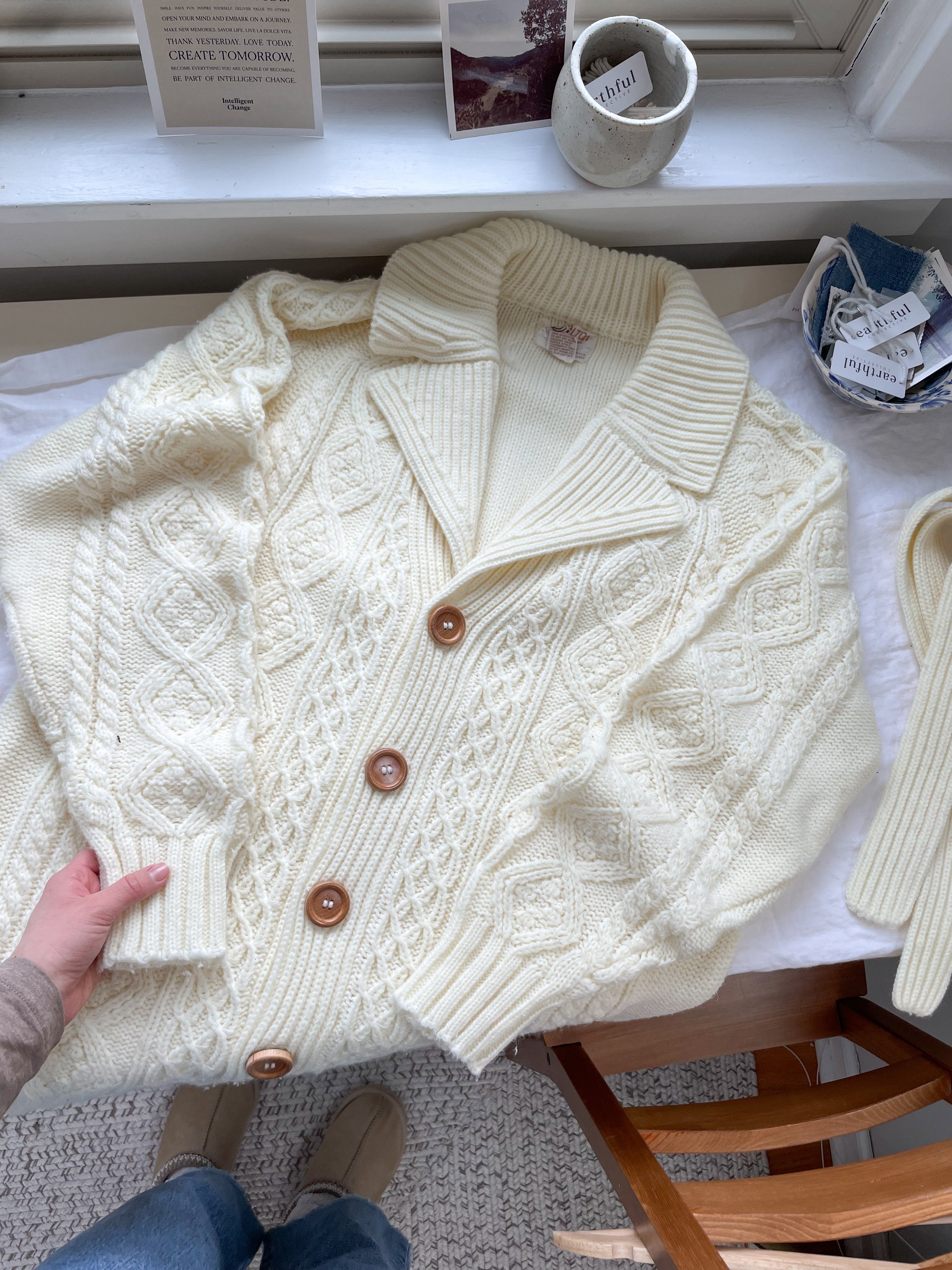 The French Vanilla Collared Cardi (L)