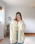 The Ivory Gold Button Cardigan (XL)