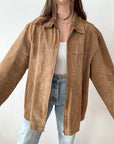 The Camel Leather Zip Up Jacket (XL)