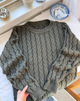 The Braided Olive Sweater (L)