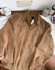 The Camel Leather Zip Up Jacket (XL)