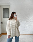 The French Braid Cream Mock Neck Sweater (XXL)