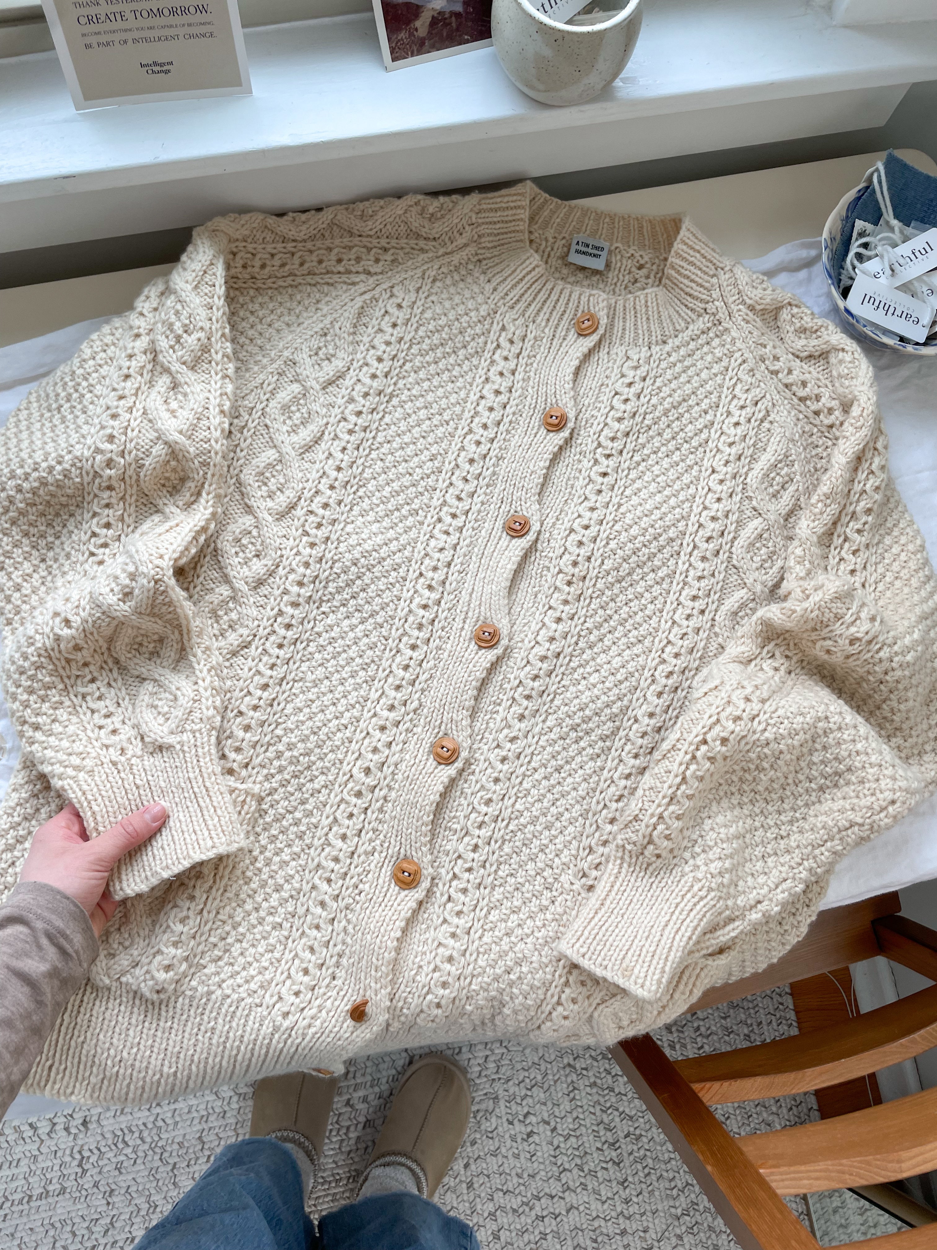 The Woodsy Cable Knit Cardigan (L)