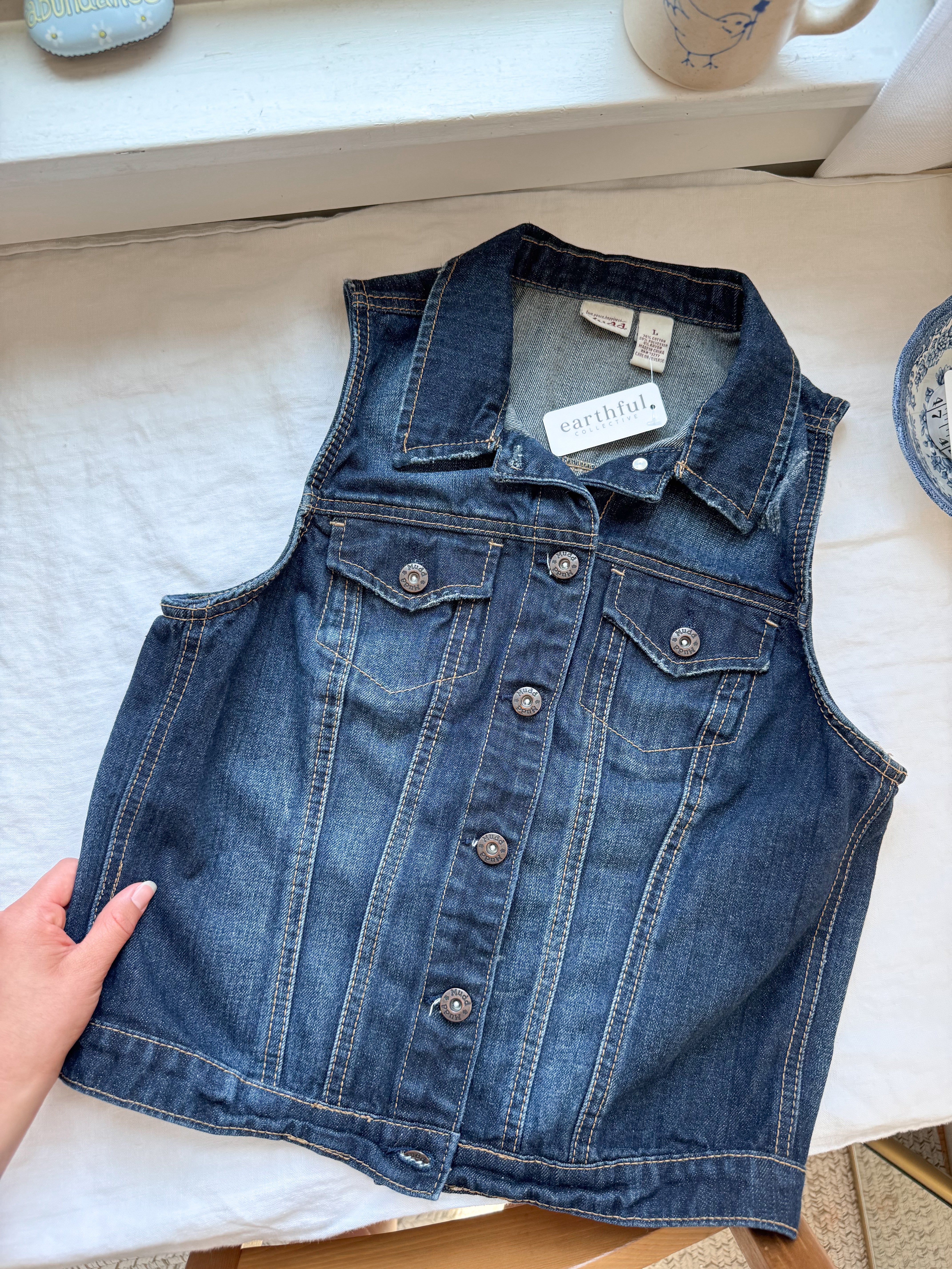 The Deep Wave Denim Vest (S)