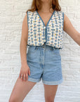 The Woven Floral Denim Vest (PL)