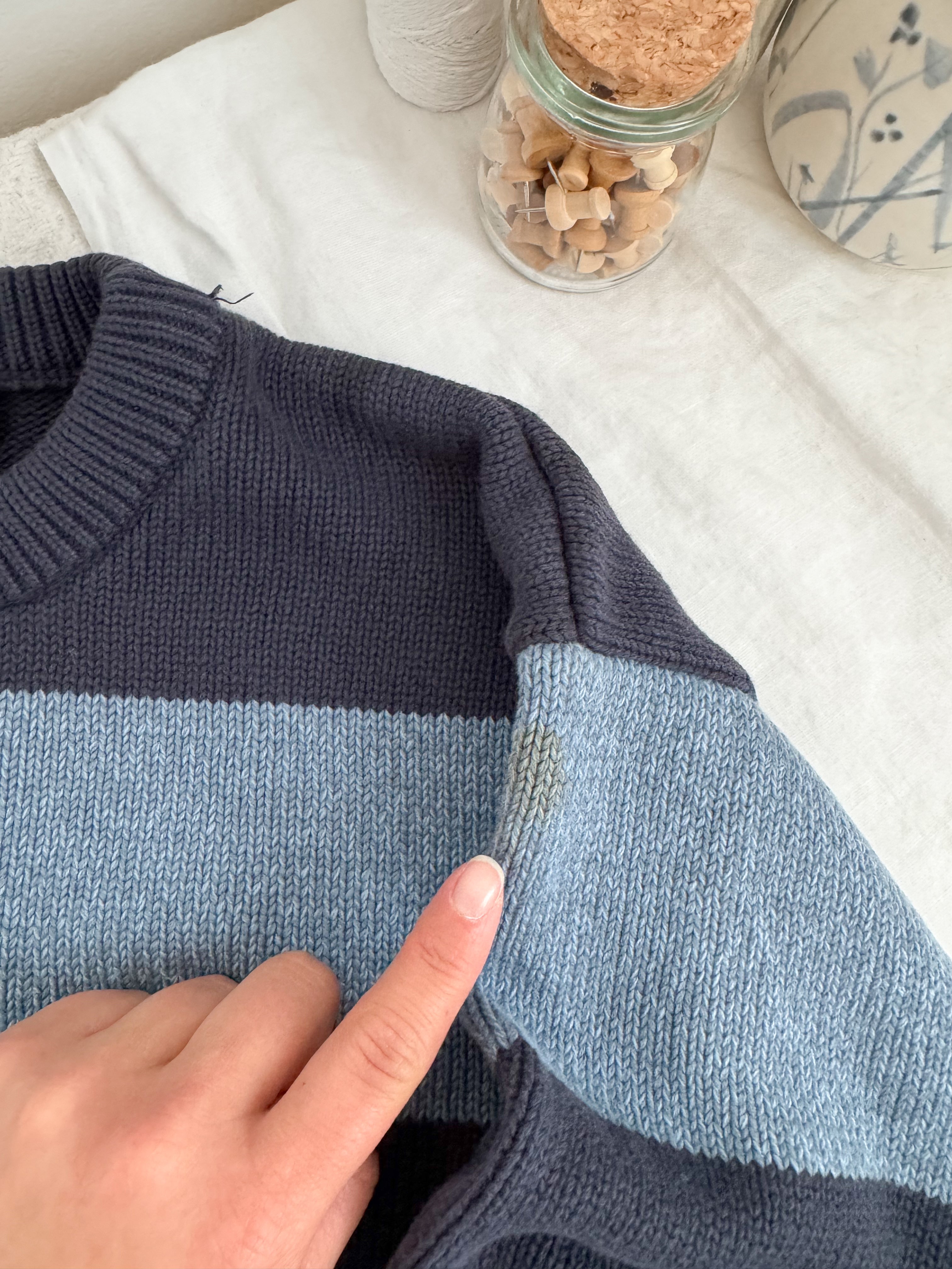 The Two Toned Blue Striped Sweater (M)