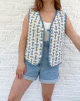 The Woven Floral Denim Vest (PL)