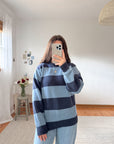 The Two Toned Blue Striped Sweater (M)