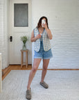 The Woven Floral Denim Vest (PL)