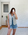 The Woven Floral Denim Vest (PL)