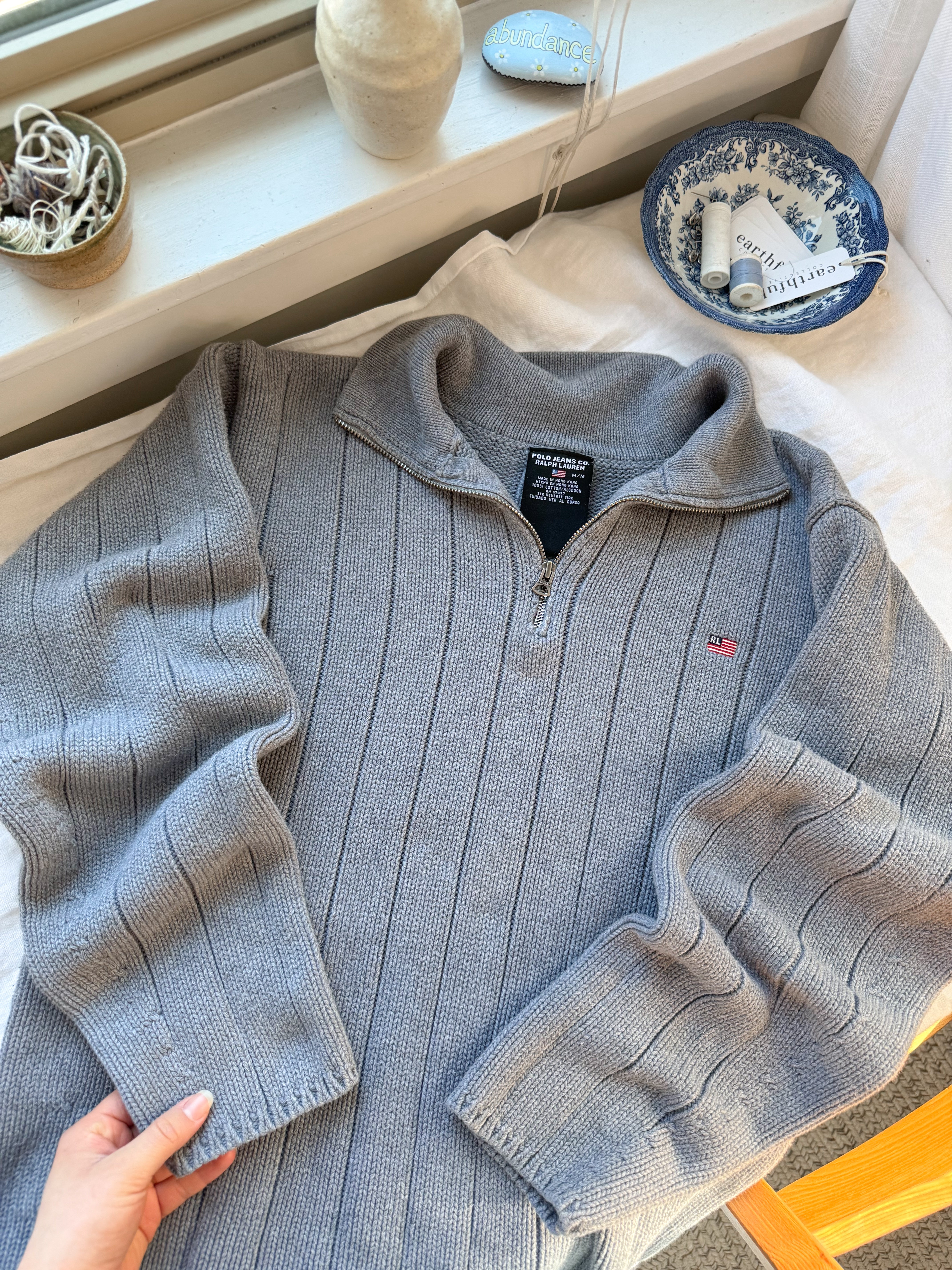 The Grey Polo Zipper Henley (M)