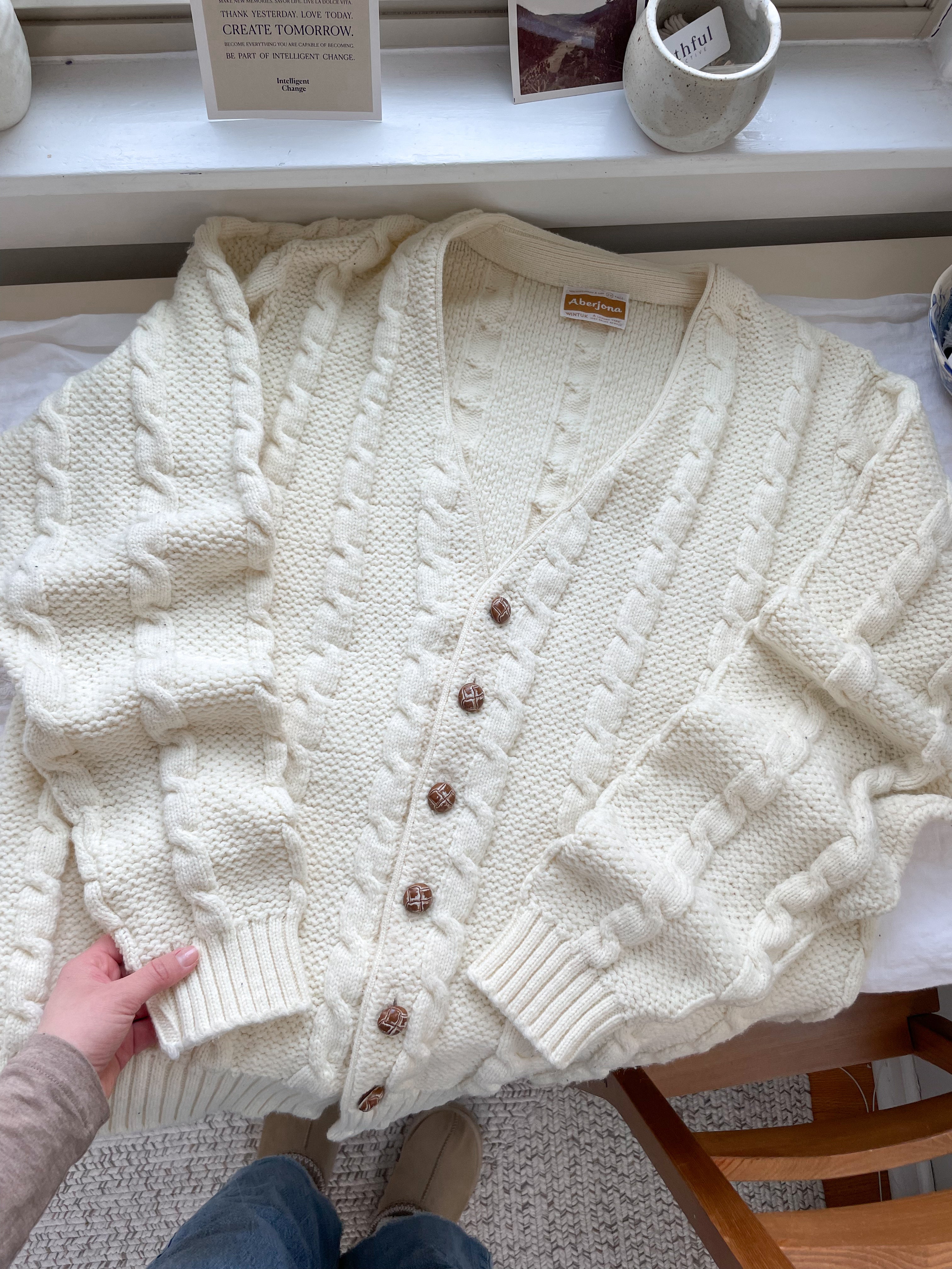 The Ivory Twist Cardigan (XL)