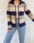 The Sage & Navy Striped Cardigan (M)