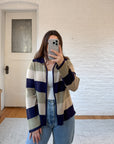 The Sage & Navy Striped Cardigan (M)