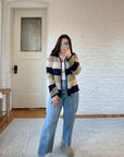 The Sage & Navy Striped Cardigan (M)