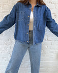 The Cropped Denim Button Up (L)