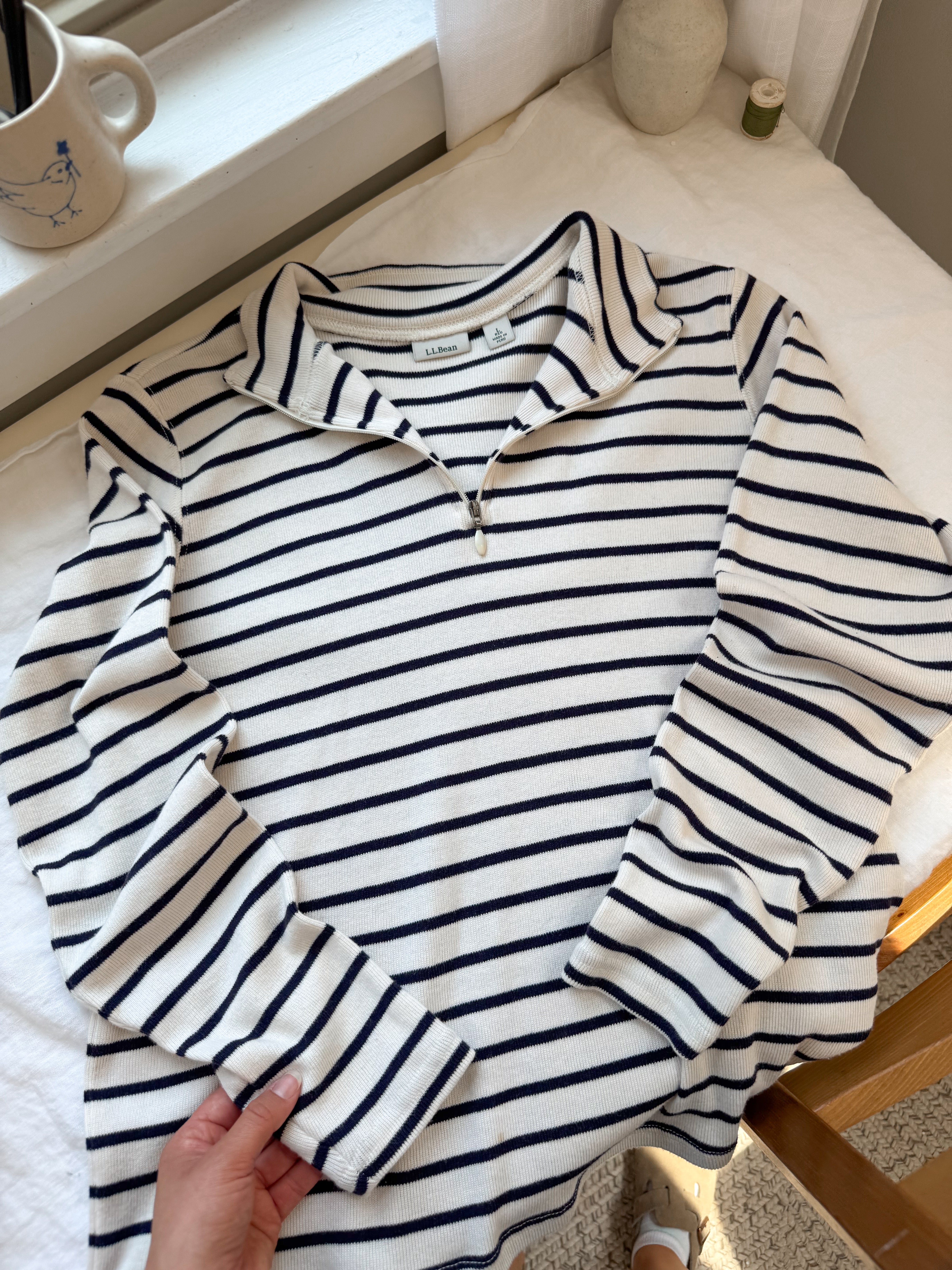 The Sailor Striped Quarter Zip (L)