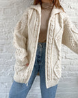 The Chunky Zip Up Cable Knit Cardi (L)