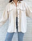 The Eggshell Corduroy Button Up (L)