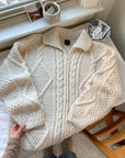 The Chunky Zip Up Cable Knit Cardi (L)