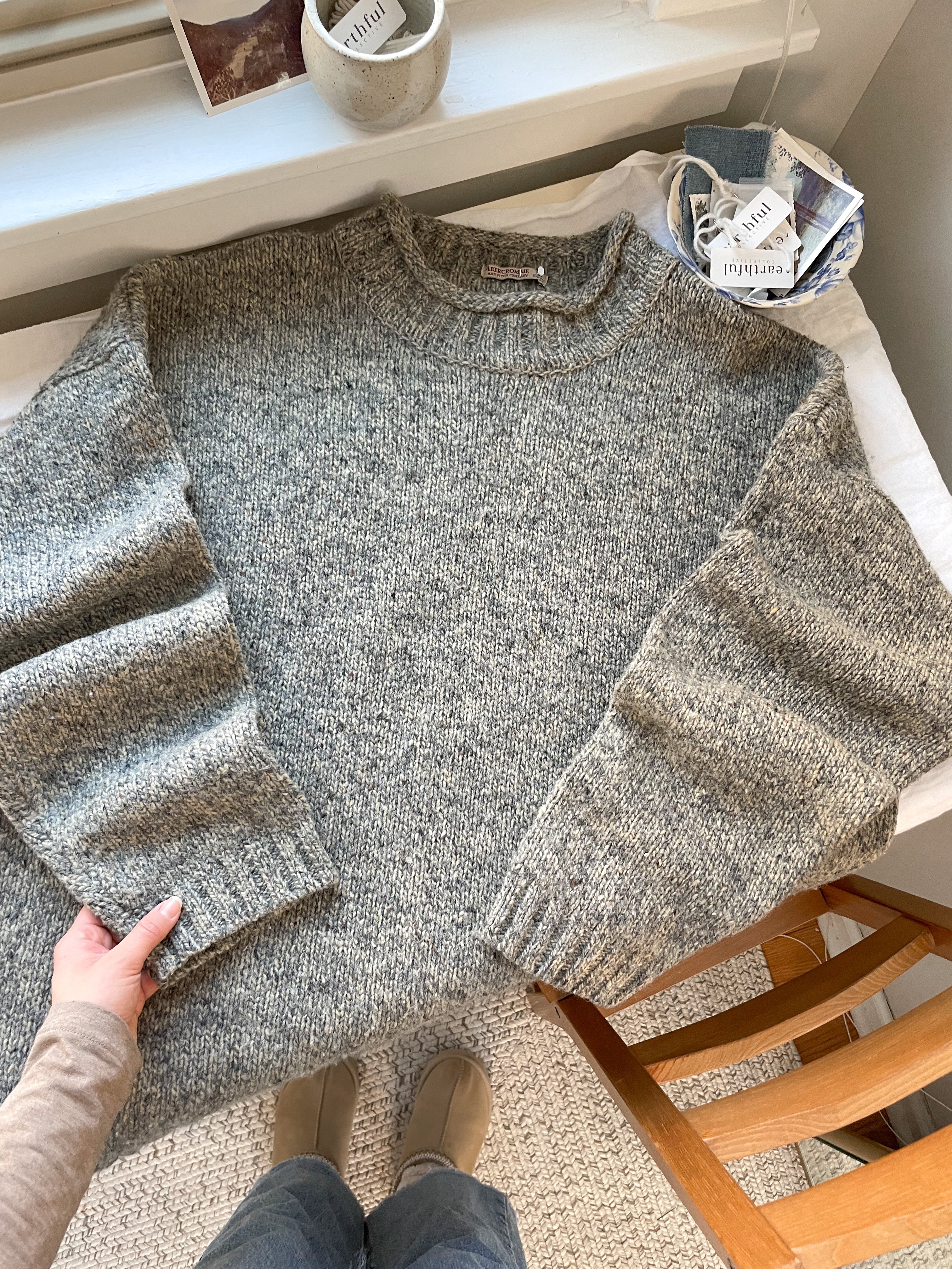 The Grey Speckled Mock Neck Sweater (XL)