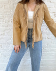 The Camel Fringe Leather Jacket (M)