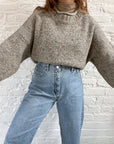 The Grey Speckled Mock Neck Sweater (XL)