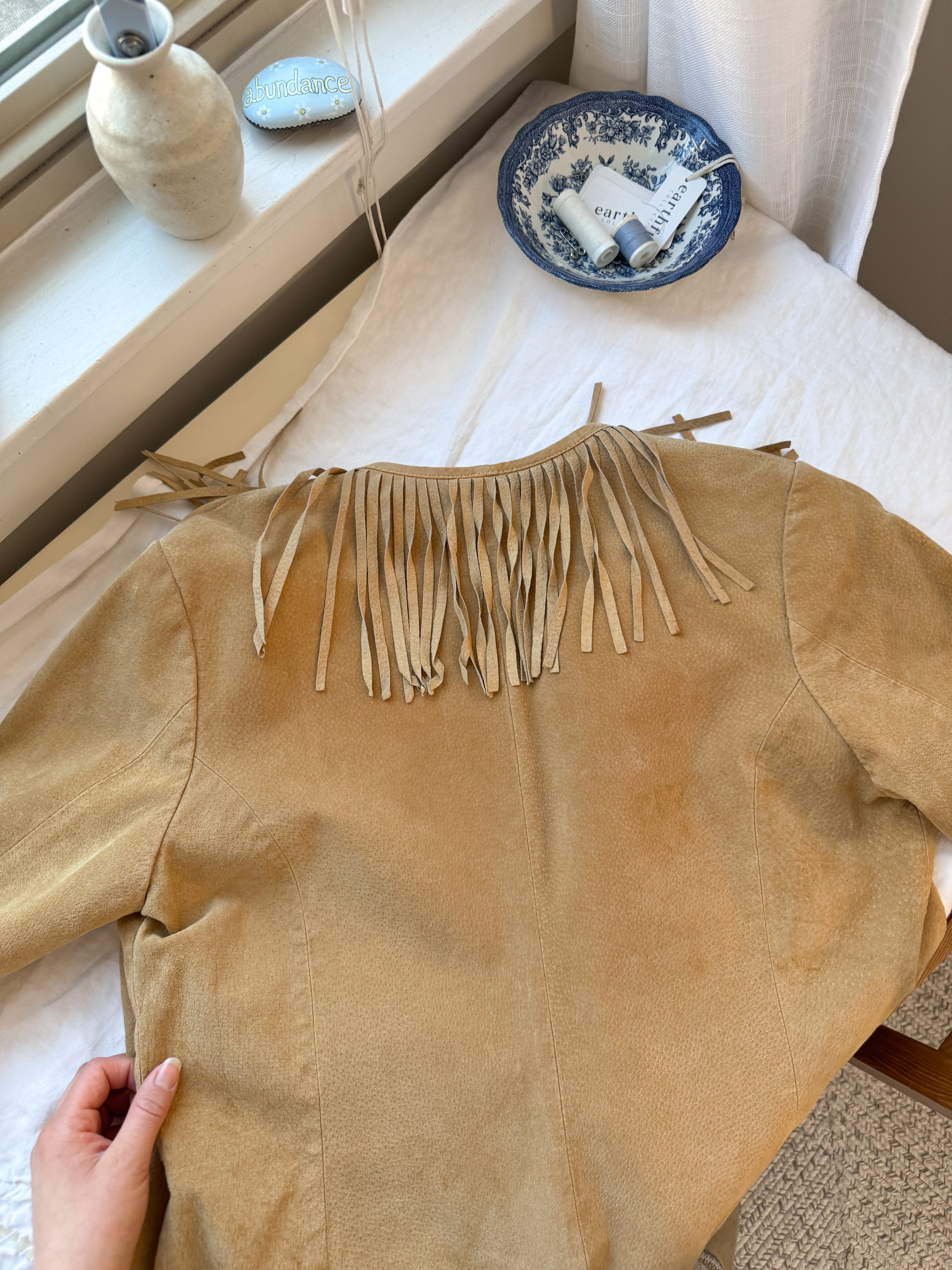 The Camel Fringe Leather Jacket (M)