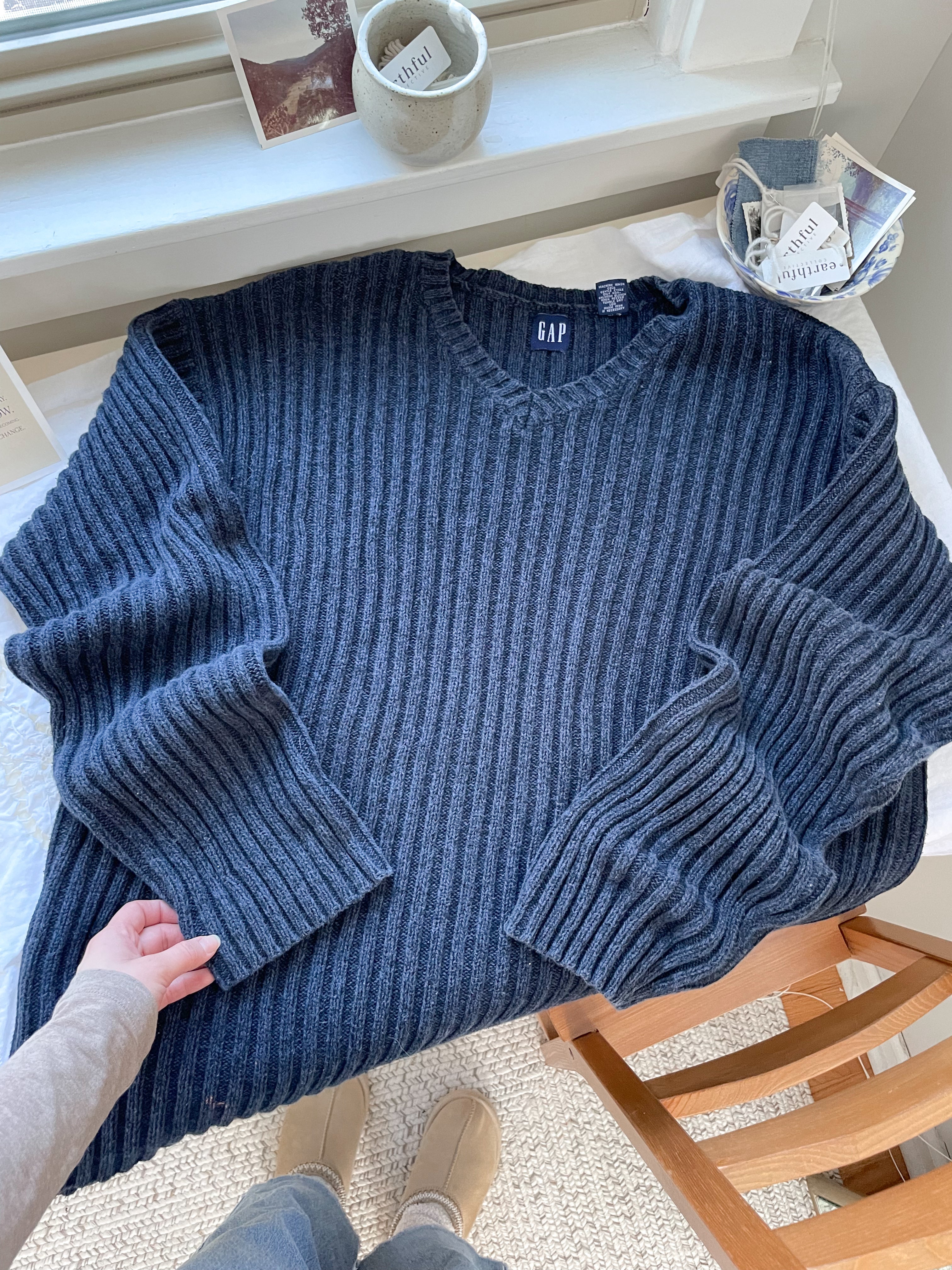 The Navy Wide Ribbed Sweater (XXL)